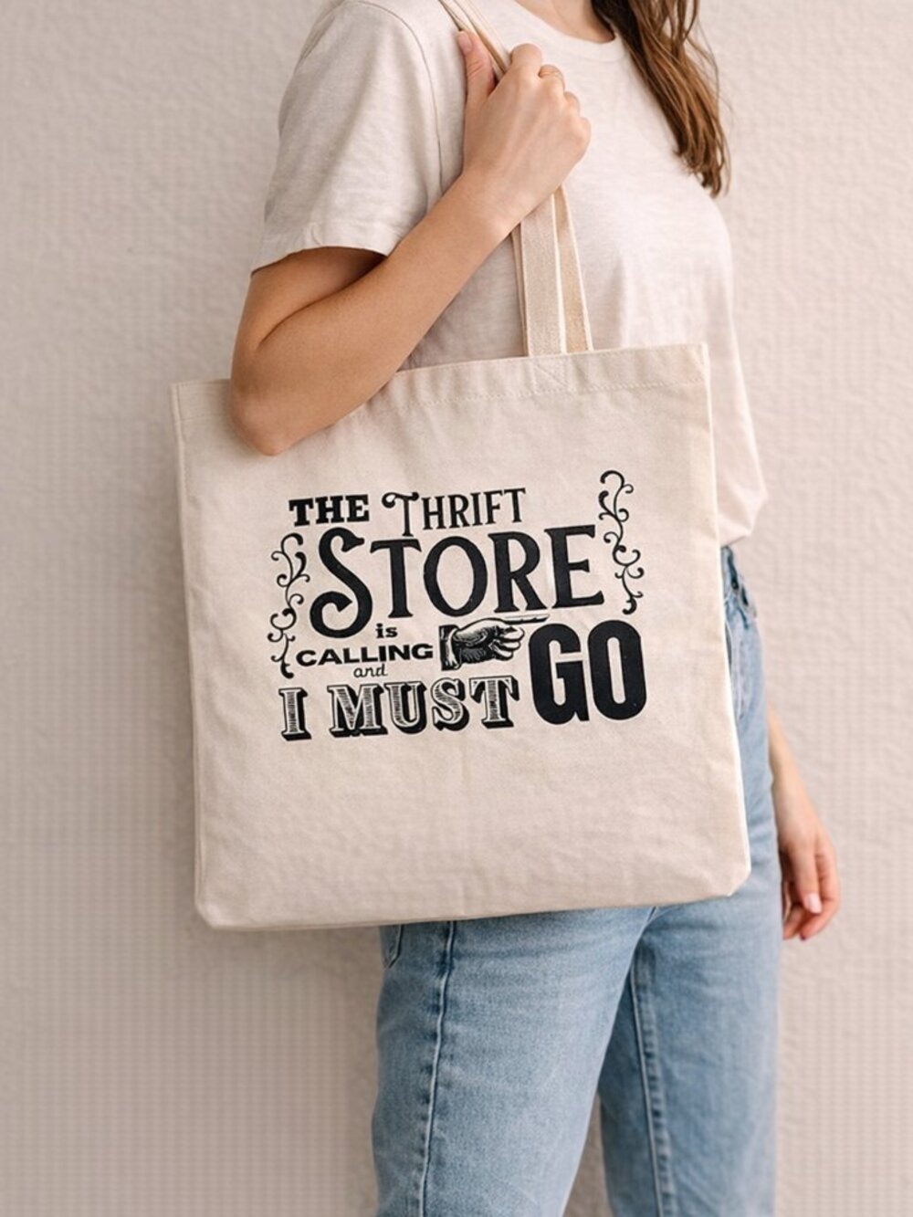 Thrift Store Is Calling Canvas Tote Bag Funny Graphic Cotton Shopper